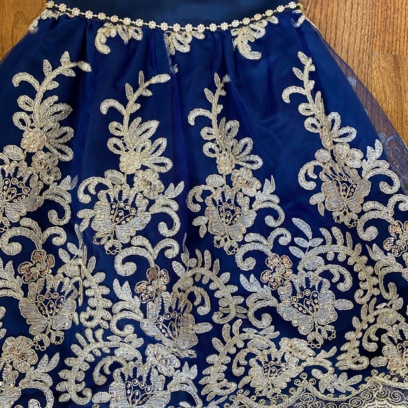 Rare Editions Navy and Gold Girl’s Dress sz12 - Picture 7 of 10